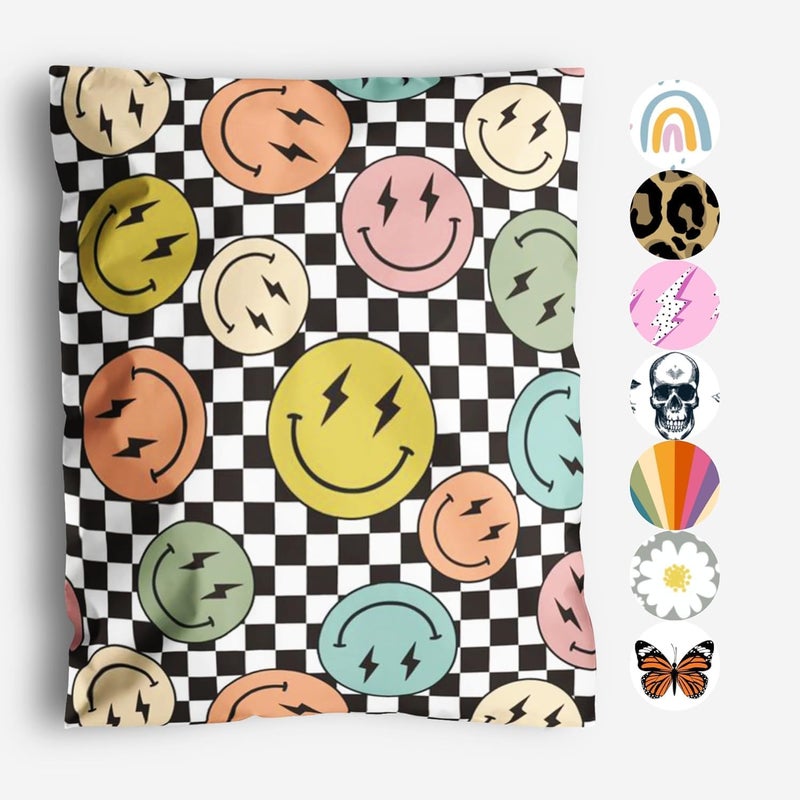 Package Mint 10x13 Poly Mailers – Smiles Checkerboard – Waterproof, Tear-Resistant Shipping Bags with Adhesive Seal – 50 Pack – - Image 1